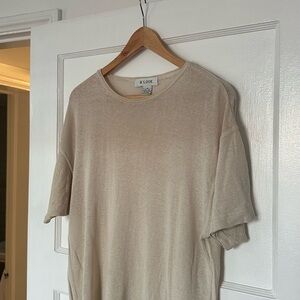 H LOOK Beige Silk Short Sleeve Top – Size Medium